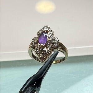 Brilliant amethyst, diamond, and solid gold ring